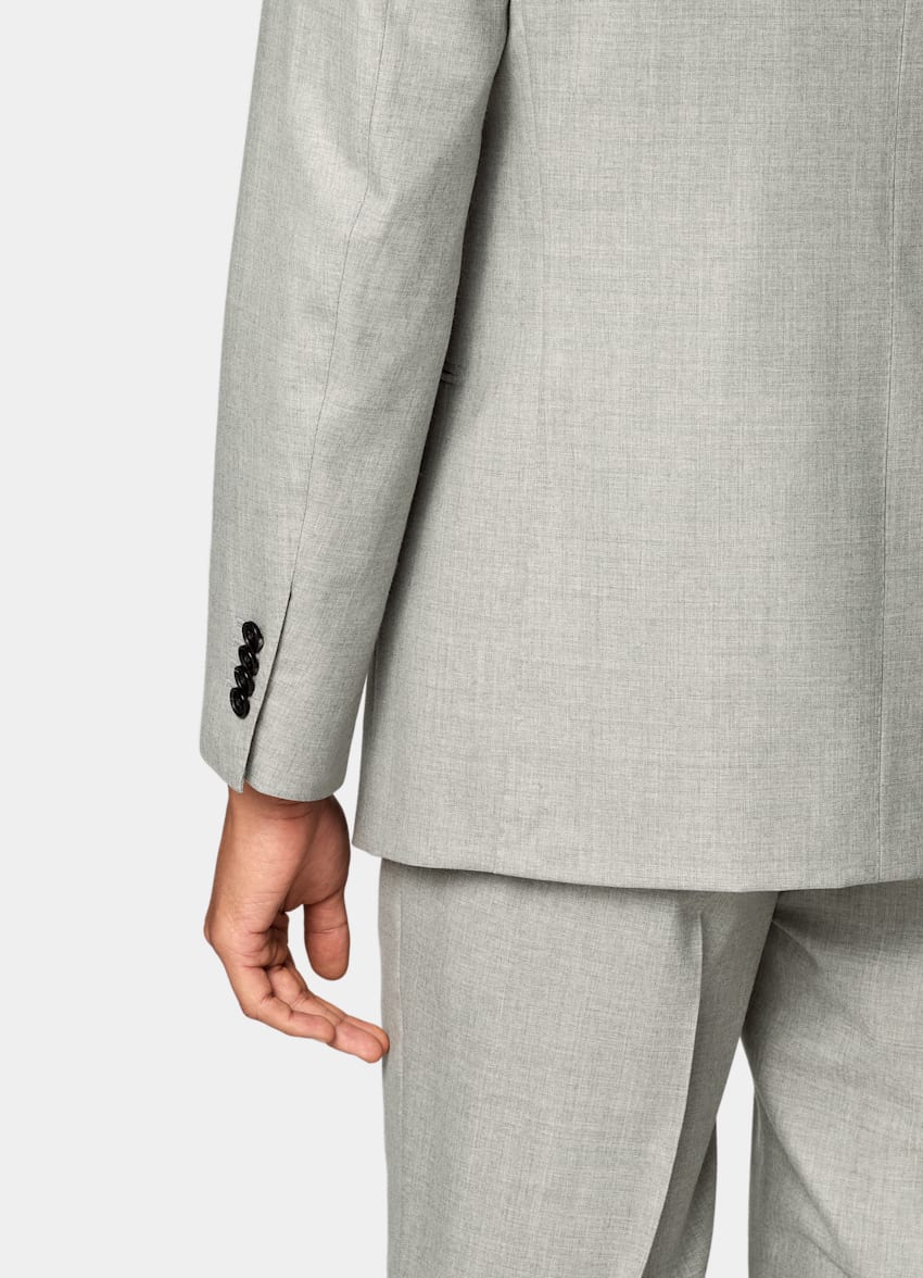 SUITSUPPLY All Season Pure S150's Wool by E.Thomas, Italy Light Grey Tailored Fit Havana Suit