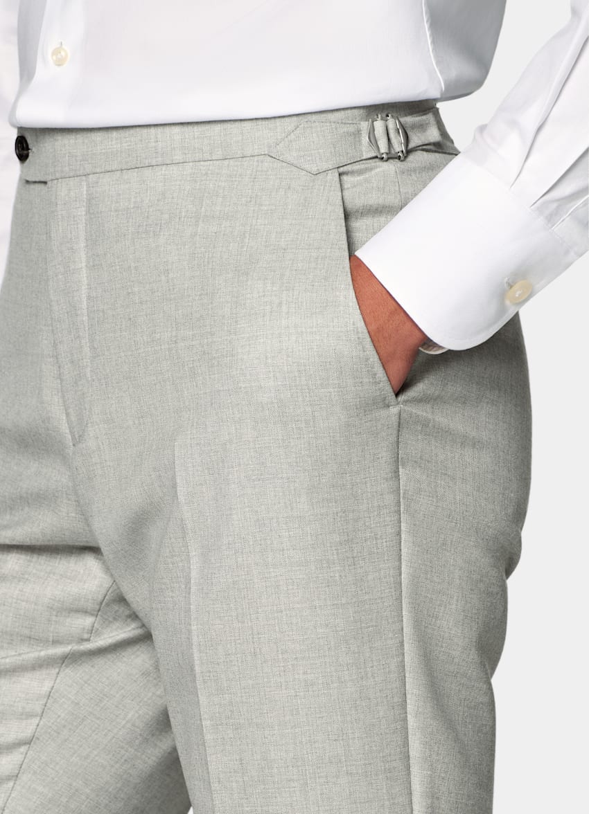 SUITSUPPLY All Season Pure S150's Wool by E.Thomas, Italy Light Grey Tailored Fit Havana Suit