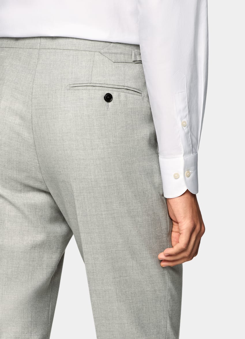 SUITSUPPLY All Season Pure S150's Wool by E.Thomas, Italy Light Grey Tailored Fit Havana Suit