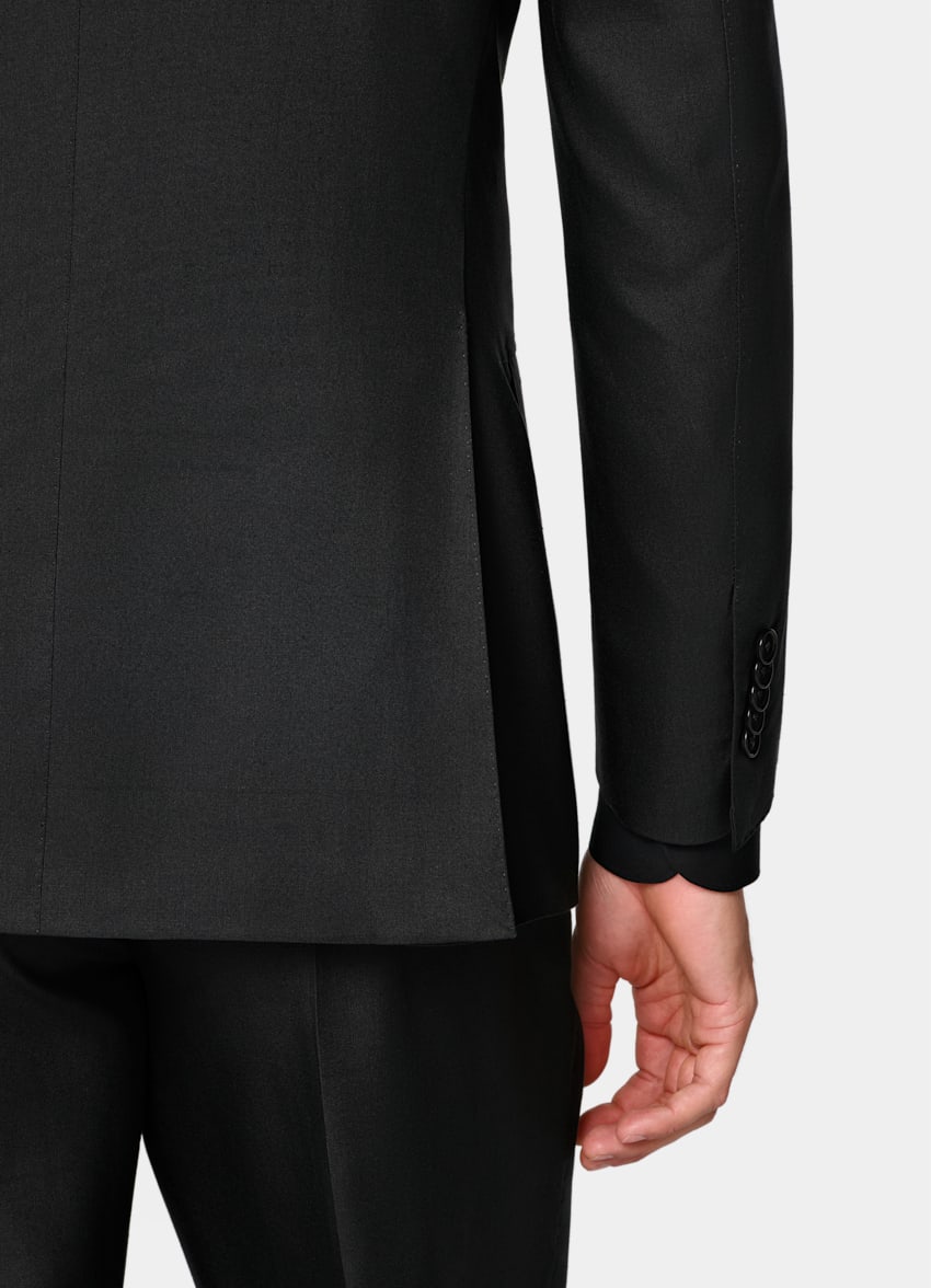 SUITSUPPLY All Season Pure Silk by Lanificio Ermenegildo Zegna, Italy Black Tailored Fit Milano Suit