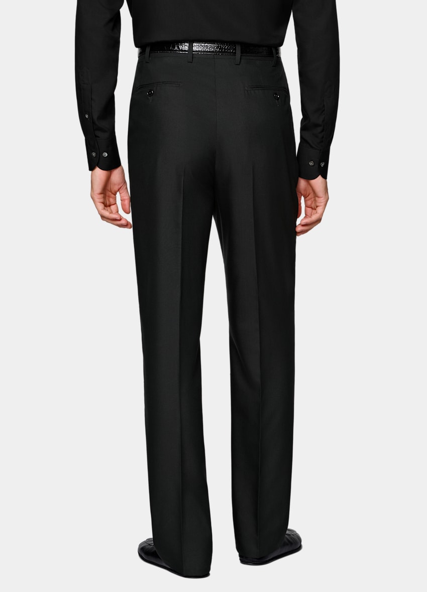 SUITSUPPLY All Season Pure Silk by Lanificio Ermenegildo Zegna, Italy Black Tailored Fit Milano Suit
