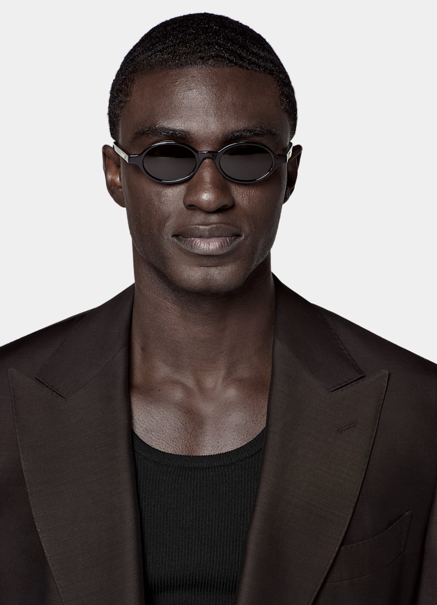 SUITSUPPLY All Season Wool Silk by Piacenza, Italy Dark Brown Tailored Fit Milano Suit