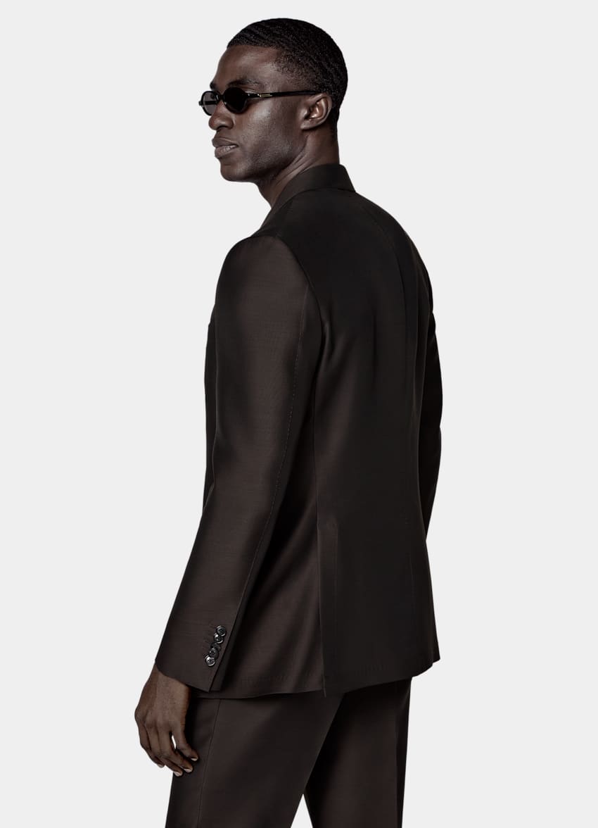 SUITSUPPLY All Season Wool Silk by Piacenza, Italy Dark Brown Tailored Fit Milano Suit