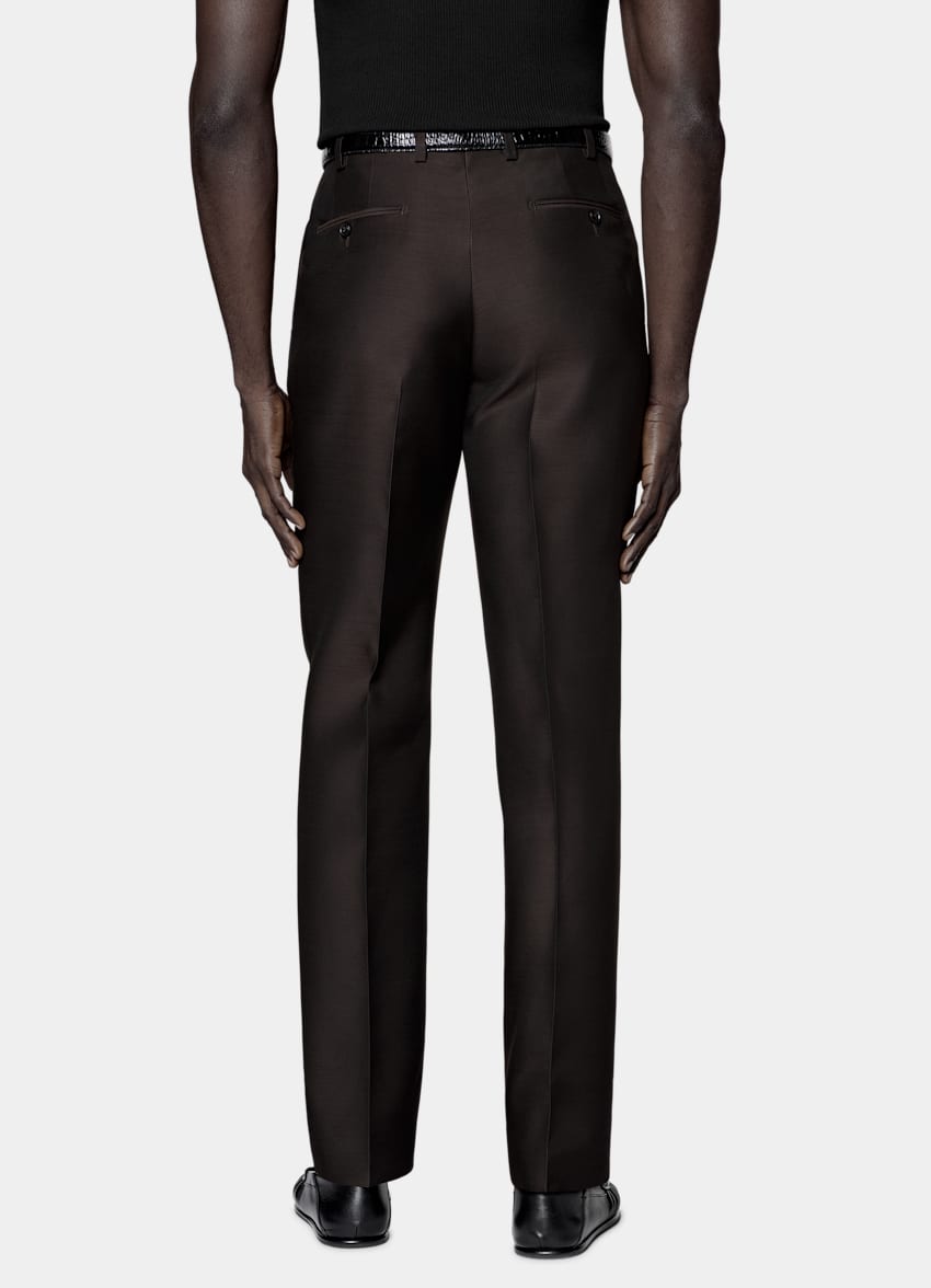 SUITSUPPLY All Season Wool Silk by Piacenza, Italy Dark Brown Tailored Fit Milano Suit