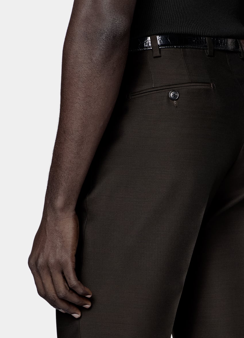 SUITSUPPLY All Season Wool Silk by Piacenza, Italy Dark Brown Tailored Fit Milano Suit