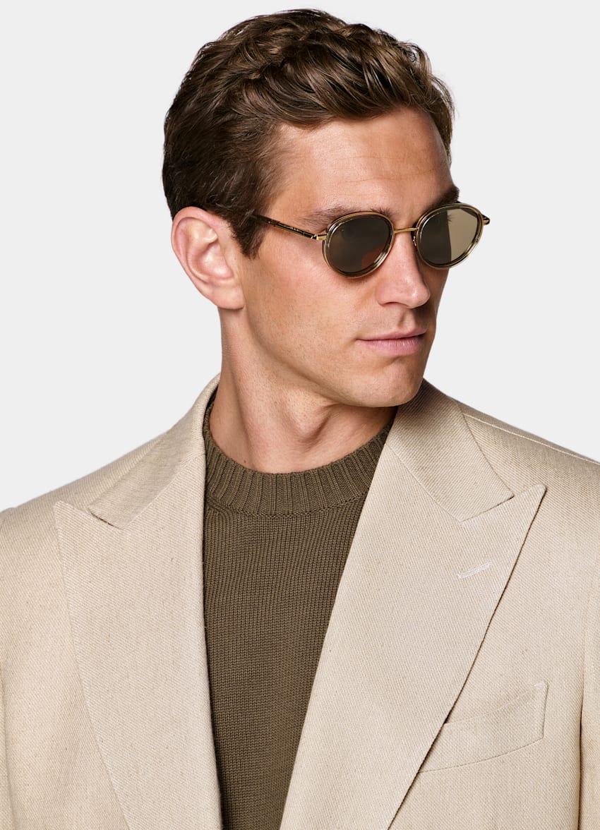 SUITSUPPLY Estate Puro lino - Rogna, Italia Abito Milano light brown tailored fit