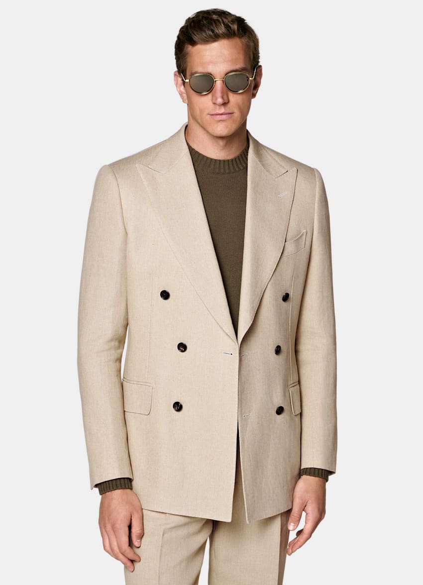 SUITSUPPLY Estate Puro lino - Rogna, Italia Abito Milano light brown tailored fit