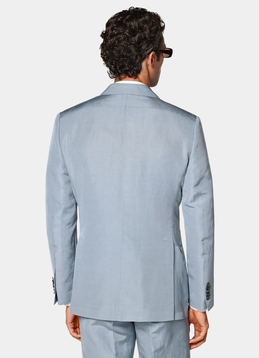 SUITSUPPLY Summer Linen Silk fr&aring;n Delfino, Italien Mid Blue Tailored Fit Milano Suit