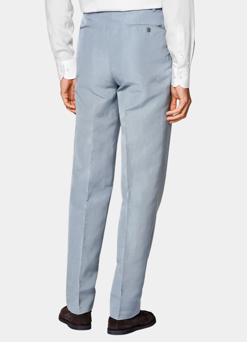 SUITSUPPLY Summer Linen Silk fr&aring;n Delfino, Italien Mid Blue Tailored Fit Milano Suit