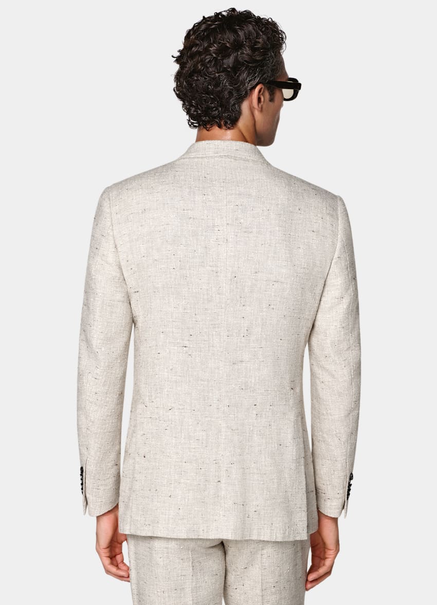 SUITSUPPLY Summer Linen Wool Silk Blend by Ferla, Italy Light Taupe Tailored Fit Milano Suit