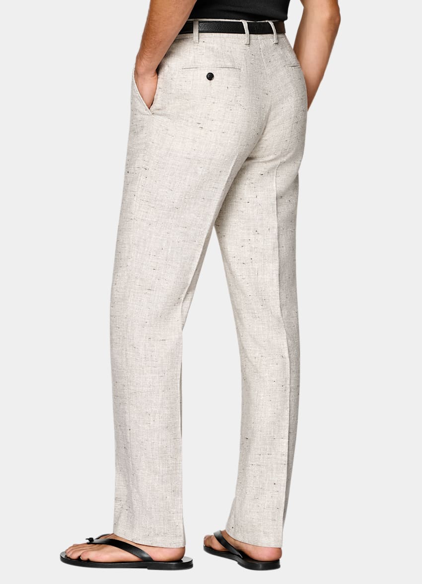 SUITSUPPLY Summer Linen Wool Silk Blend by Ferla, Italy Light Taupe Tailored Fit Milano Suit