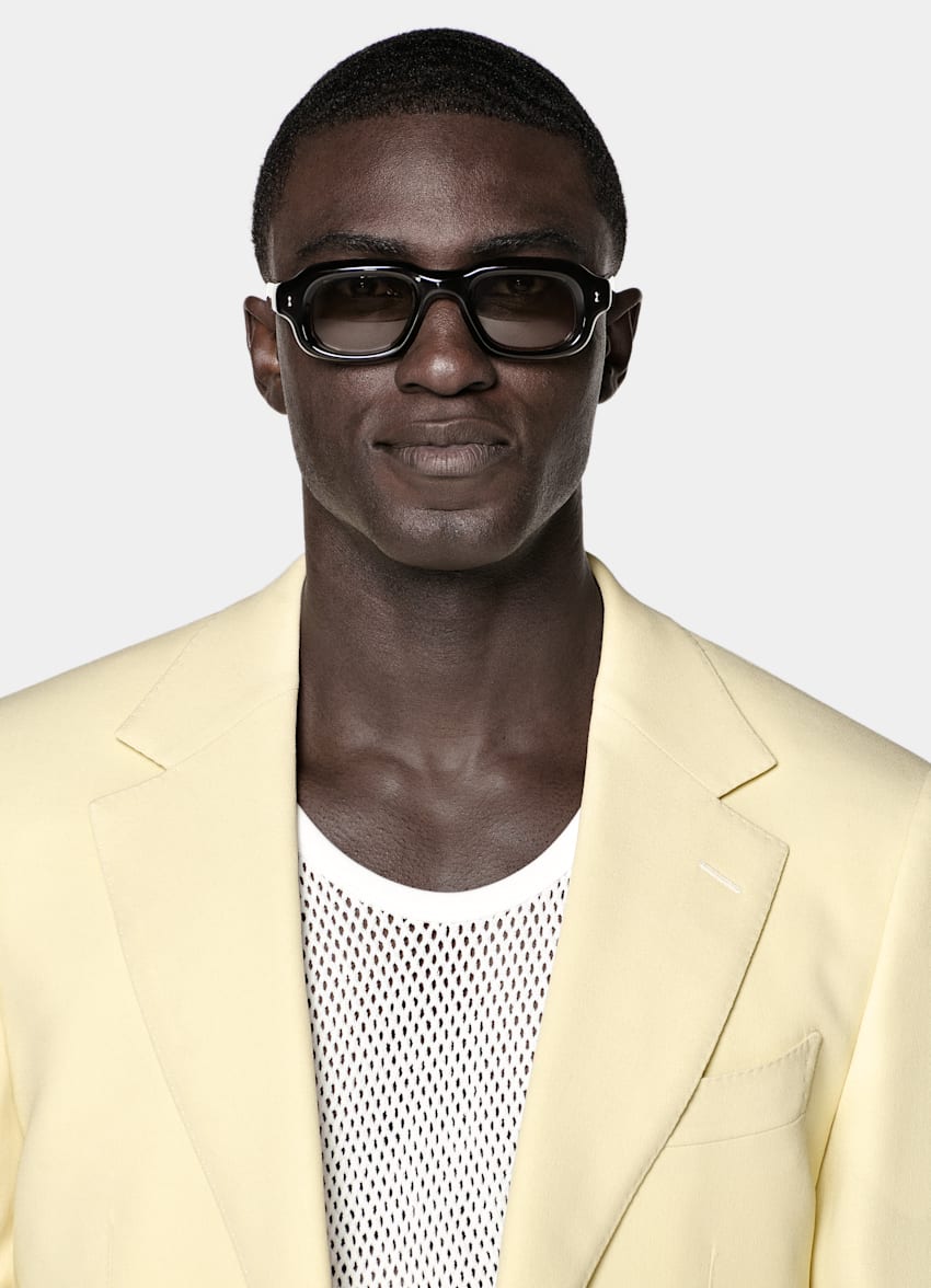 SUITSUPPLY Summer Pure Wool by Botto Giuseppe, Italy Yellow Tailored Fit Milano Suit