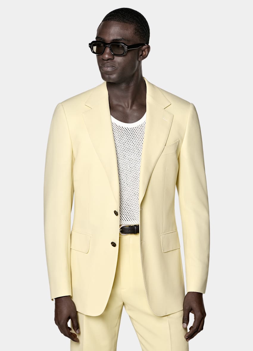SUITSUPPLY Summer Pure Wool by Botto Giuseppe, Italy Yellow Tailored Fit Milano Suit