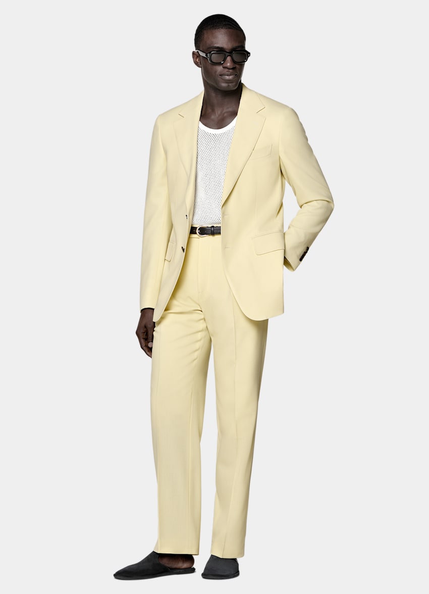 SUITSUPPLY Summer Pure Wool by Botto Giuseppe, Italy Yellow Tailored Fit Milano Suit