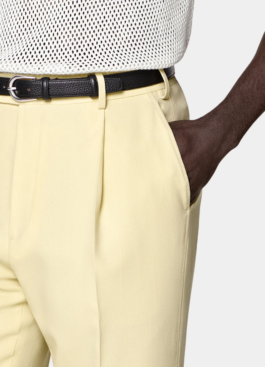 SUITSUPPLY Summer Pure Wool by Botto Giuseppe, Italy Yellow Tailored Fit Milano Suit