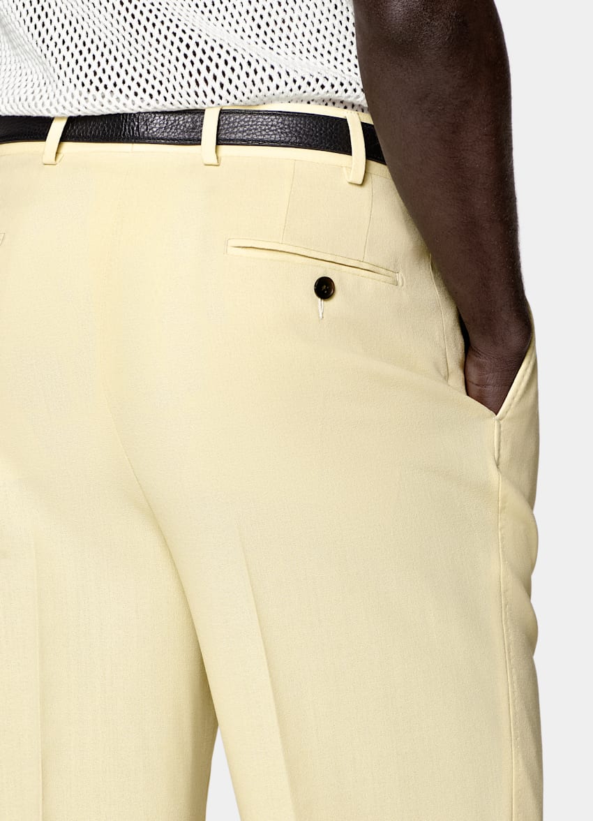 SUITSUPPLY Summer Pure Wool by Botto Giuseppe, Italy Yellow Tailored Fit Milano Suit