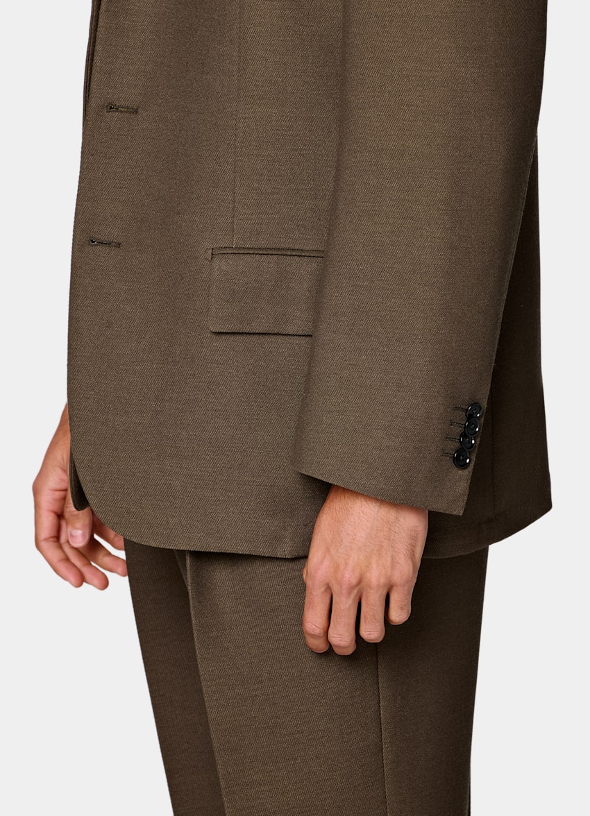 SUITSUPPLY All Season Wool Mohair Silk by Cerruti, Italy Mid Brown Relaxed Fit Brera Suit