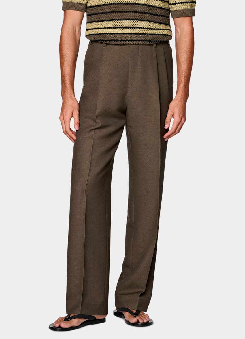 SUITSUPPLY All Season Wool Mohair Silk by Cerruti, Italy Mid Brown Relaxed Fit Brera Suit