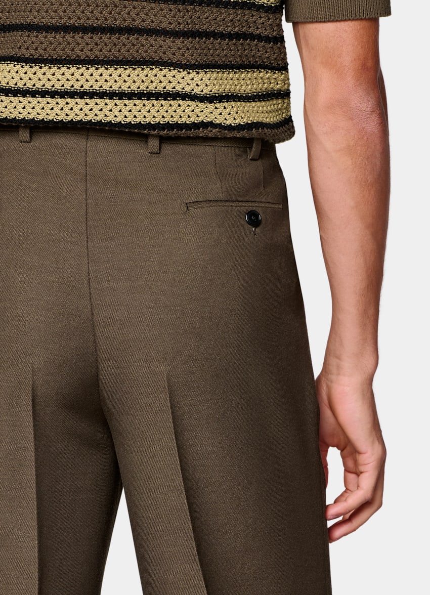 SUITSUPPLY All Season Wool Mohair Silk by Cerruti, Italy Mid Brown Relaxed Fit Brera Suit