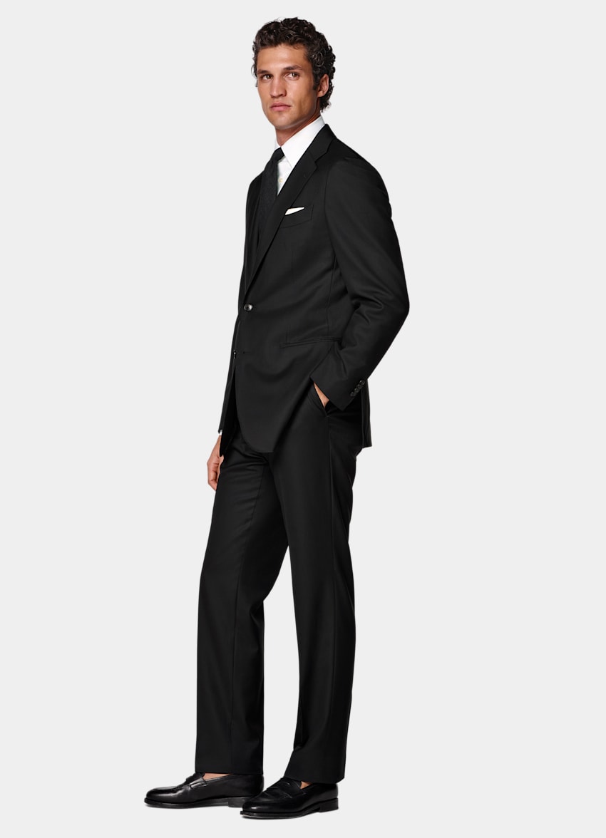 SUITSUPPLY All Season Pure S150's Wool by E.Thomas, Italy Black Tailored Fit Havana Suit