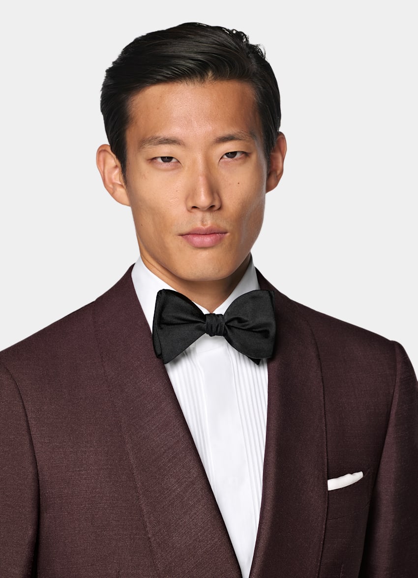 SUITSUPPLY All Season Silk Wool par Lanificio Ermenegildo Zegna, Italie Burgundy Tailored Fit Milano Tuxedo