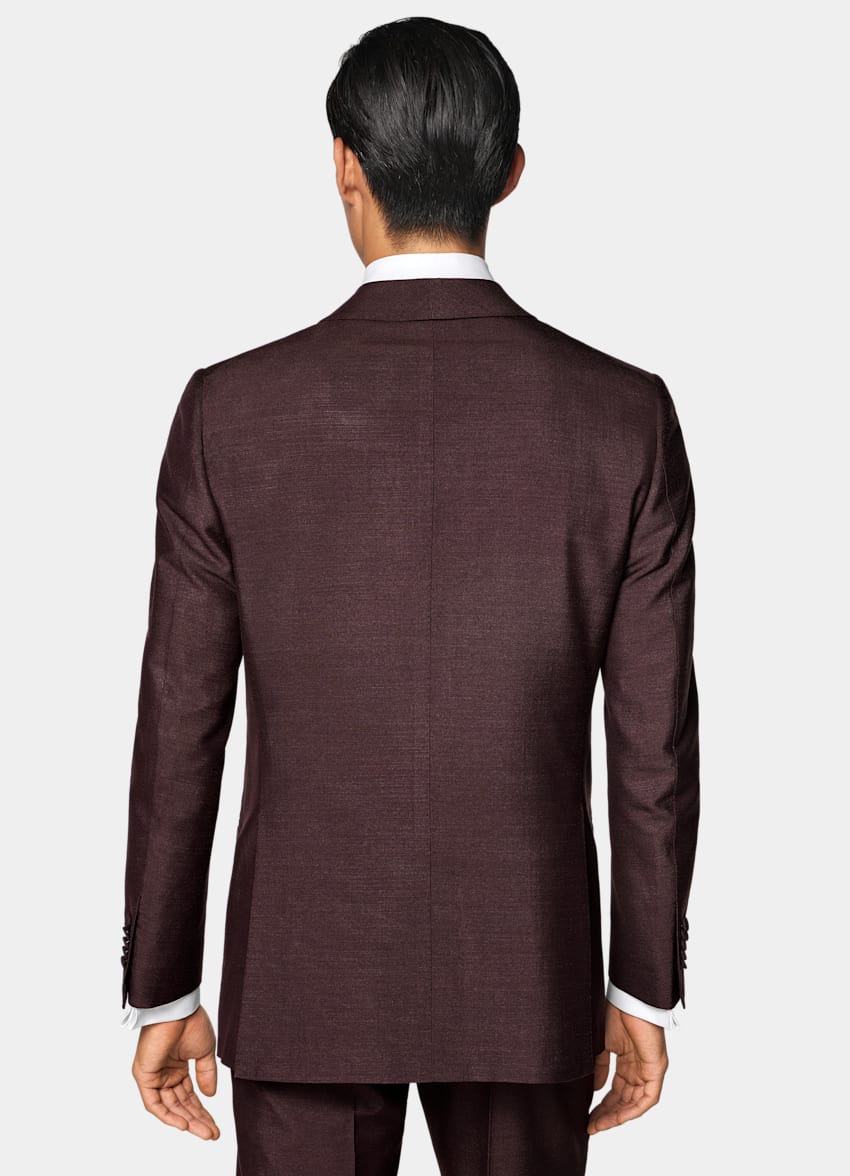 SUITSUPPLY All Season Silk Wool par Lanificio Ermenegildo Zegna, Italie Burgundy Tailored Fit Milano Tuxedo