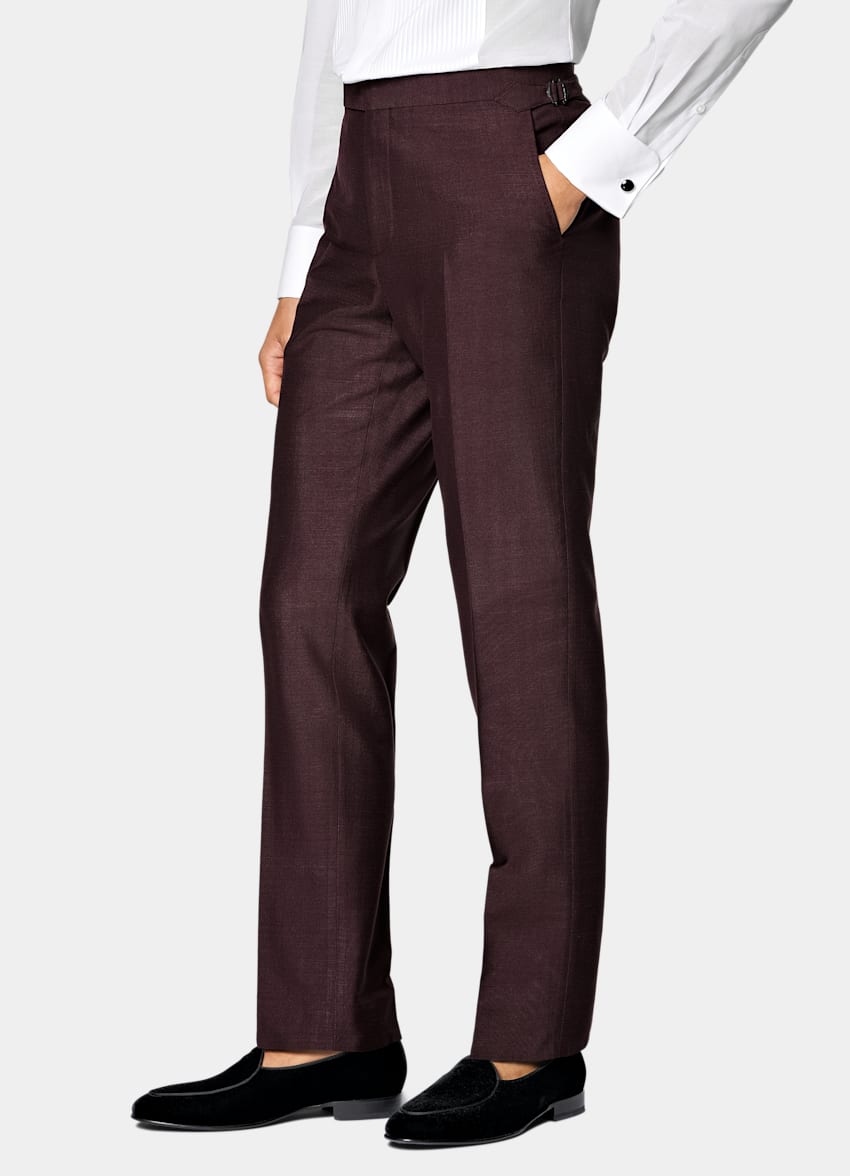 SUITSUPPLY All Season Silk Wool par Lanificio Ermenegildo Zegna, Italie Burgundy Tailored Fit Milano Tuxedo