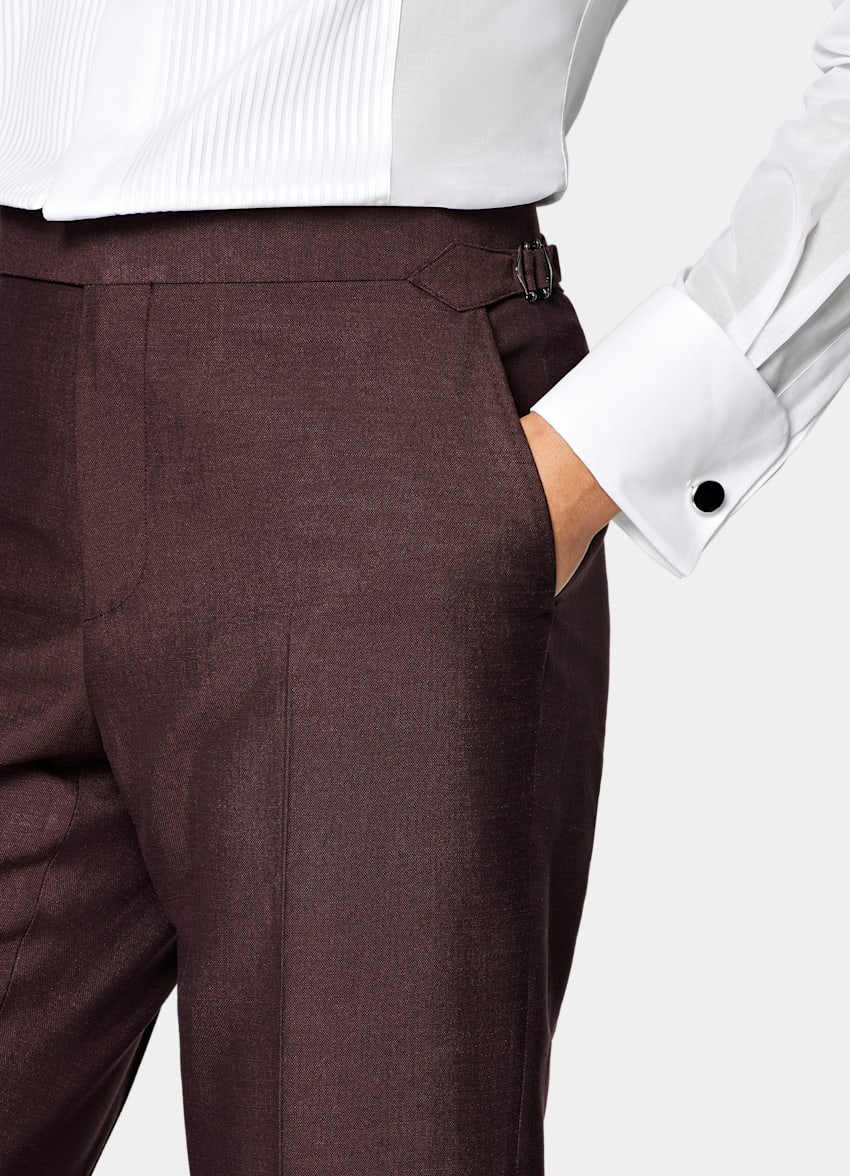 SUITSUPPLY All Season Silk Wool par Lanificio Ermenegildo Zegna, Italie Burgundy Tailored Fit Milano Tuxedo