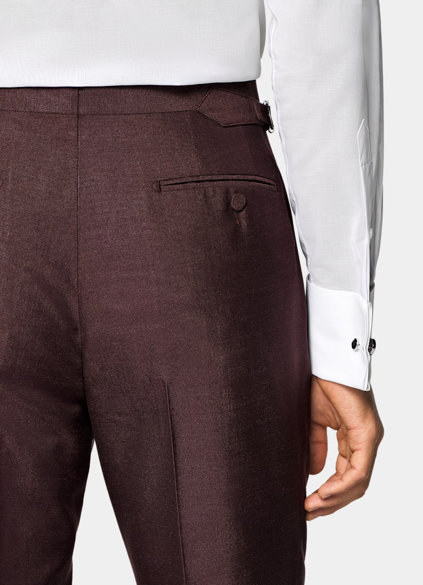 SUITSUPPLY All Season Silk Wool par Lanificio Ermenegildo Zegna, Italie Burgundy Tailored Fit Milano Tuxedo