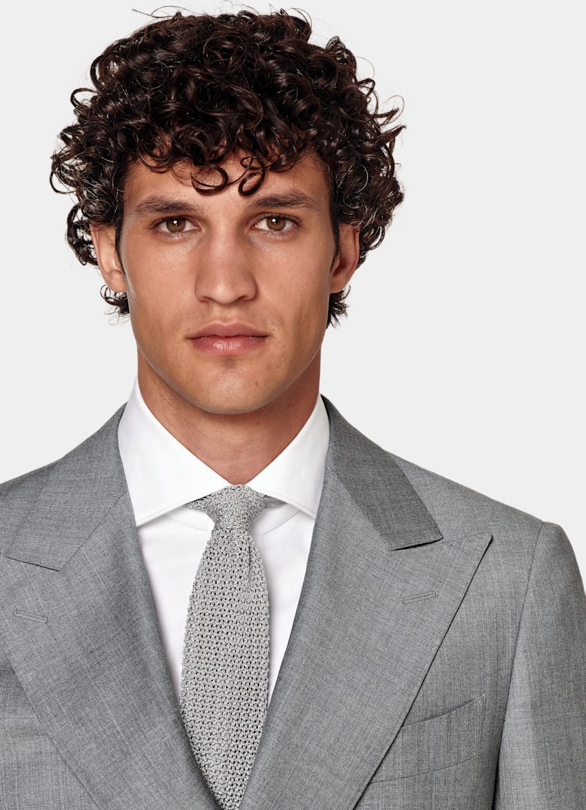 SUITSUPPLY All Season Pure S110's Wool by Vitale Barberis Canonico, Italy Light Grey Perennial Tailored Fit Havana Suit