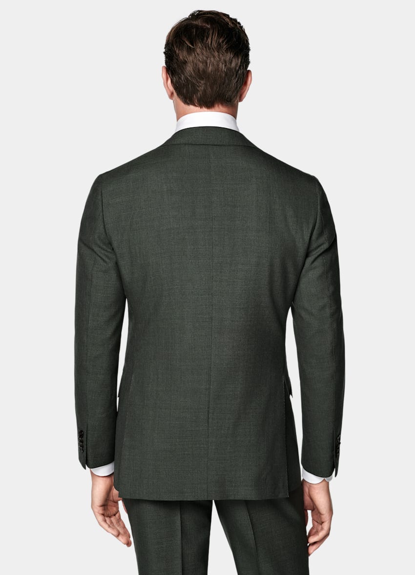 SUITSUPPLY All Season Pure Tropical Wool by Vitale Barberis Canonico, Italy Dark Green Perennial Tailored Fit Havana Suit