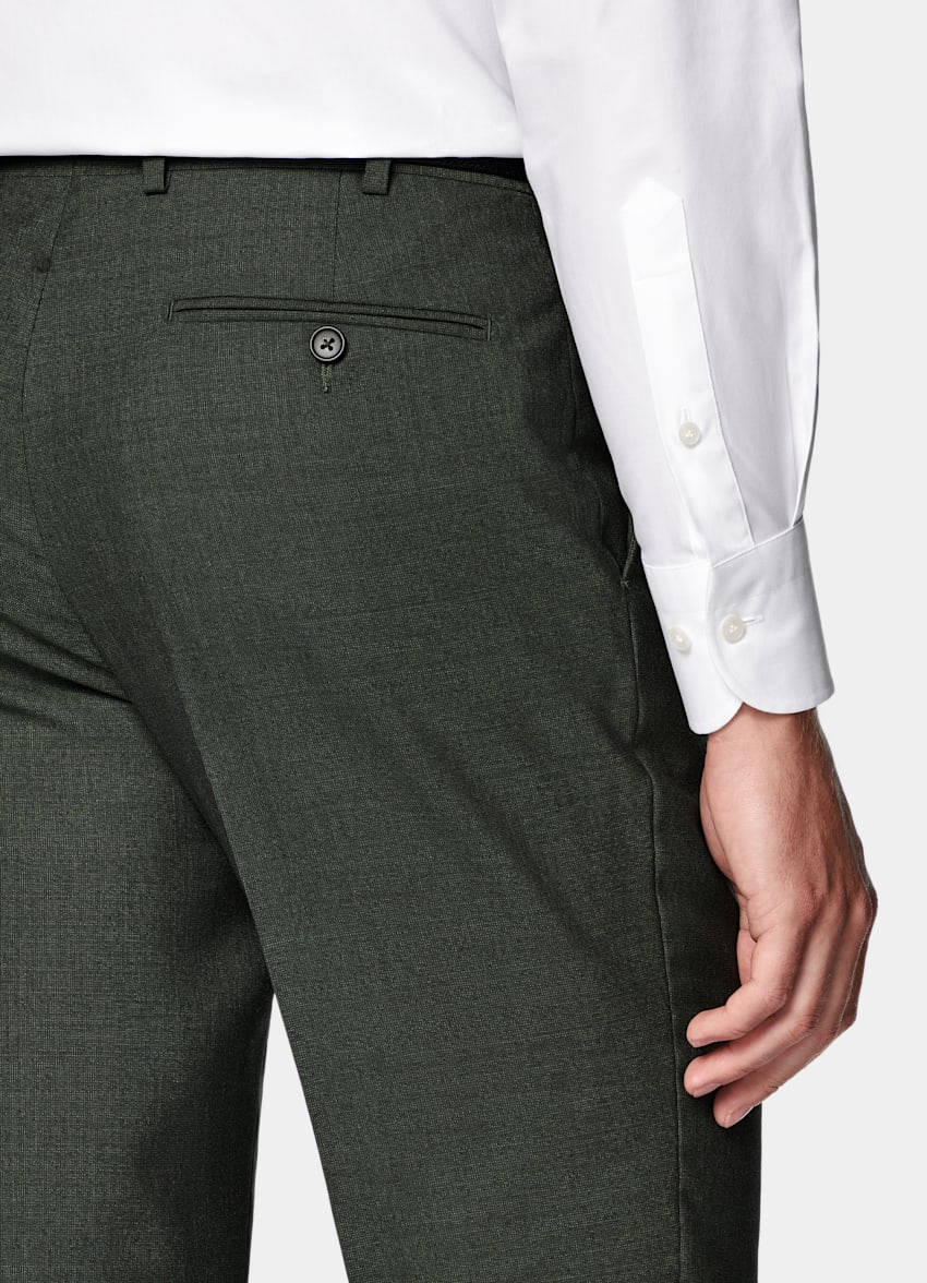 SUITSUPPLY All Season Pure Tropical Wool by Vitale Barberis Canonico, Italy Dark Green Perennial Tailored Fit Havana Suit