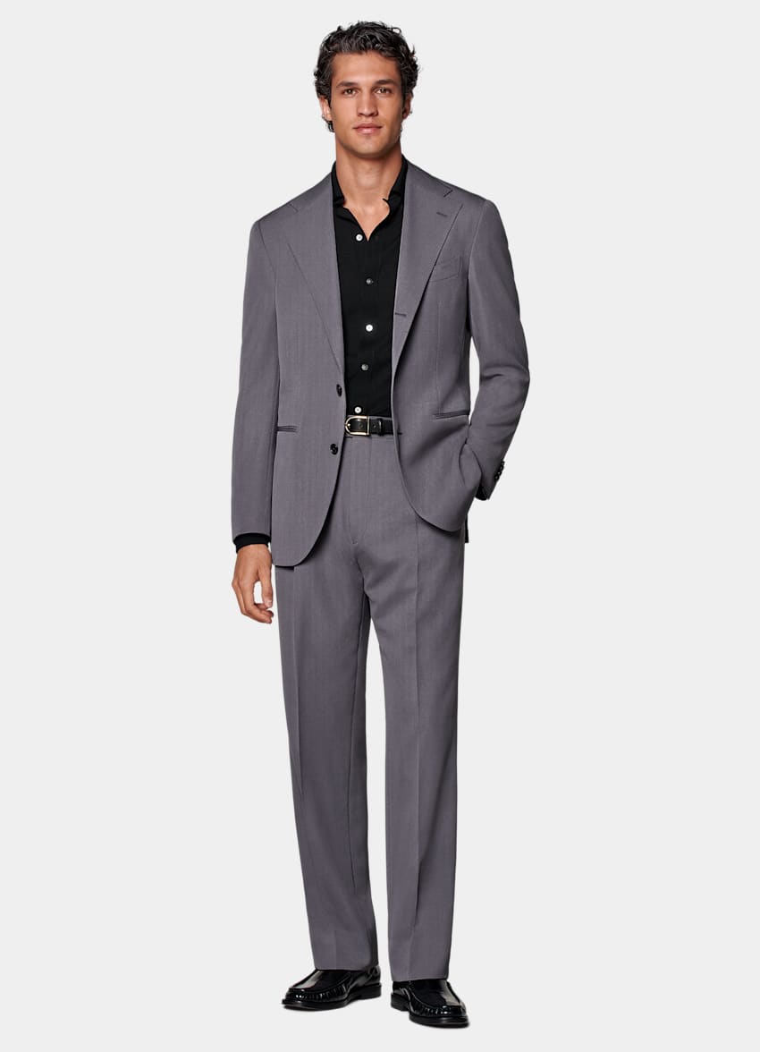 SUITSUPPLY Winter Pure Schurwolle by Rogna, Italien Roma Anzug mittelgrau Relaxed Fit