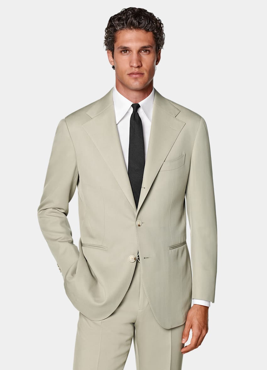 SUITSUPPLY All Season Pure S120's Wool by E.Thomas, Italy Light Green Relaxed Fit Roma Suit