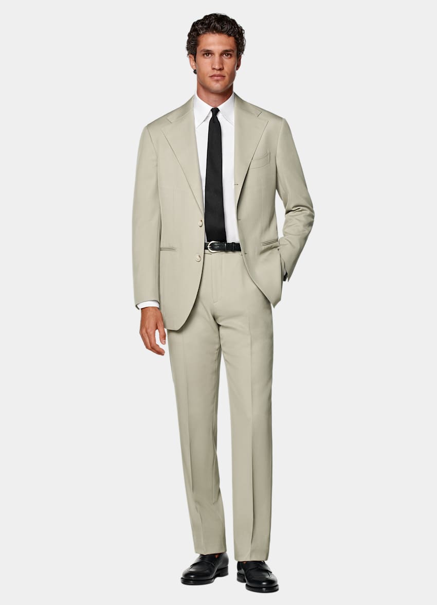 SUITSUPPLY All Season Pure S120's Wool by E.Thomas, Italy Light Green Relaxed Fit Roma Suit
