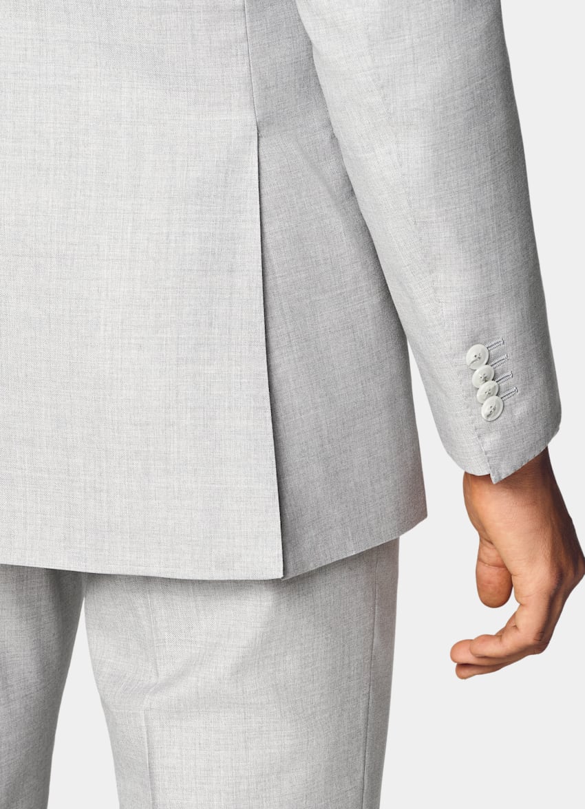 SUITSUPPLY All Season Pure Wool by Reda, Italy Light Grey Perennial Tailored Fit Havana Suit