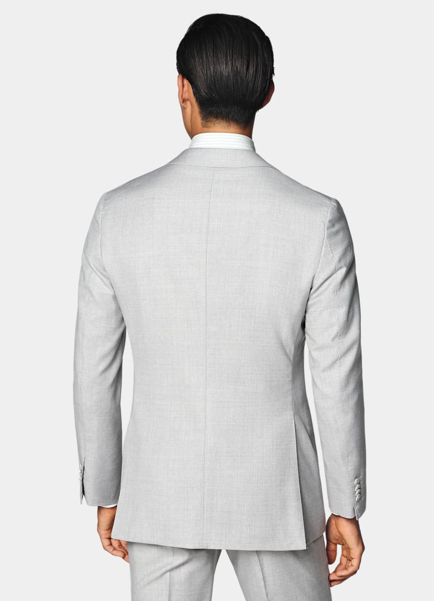SUITSUPPLY All Season Pure Wool by Reda, Italy Light Grey Perennial Tailored Fit Havana Suit