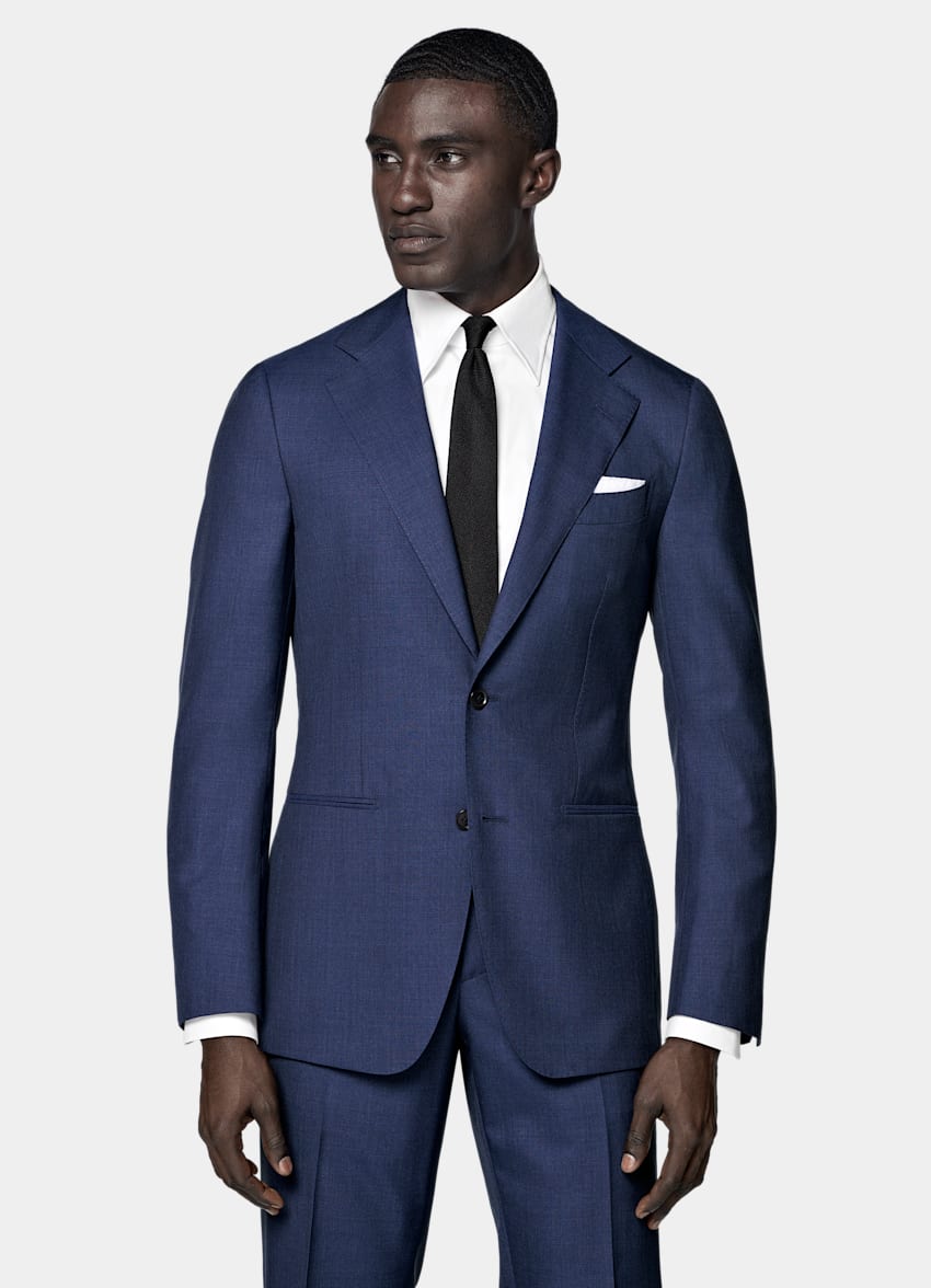 SUITSUPPLY All Season Pure S120's Tropical Wool by Vitale Barberis Canonico, Italy Mid Blue Perennial Tailored Fit Havana Suit