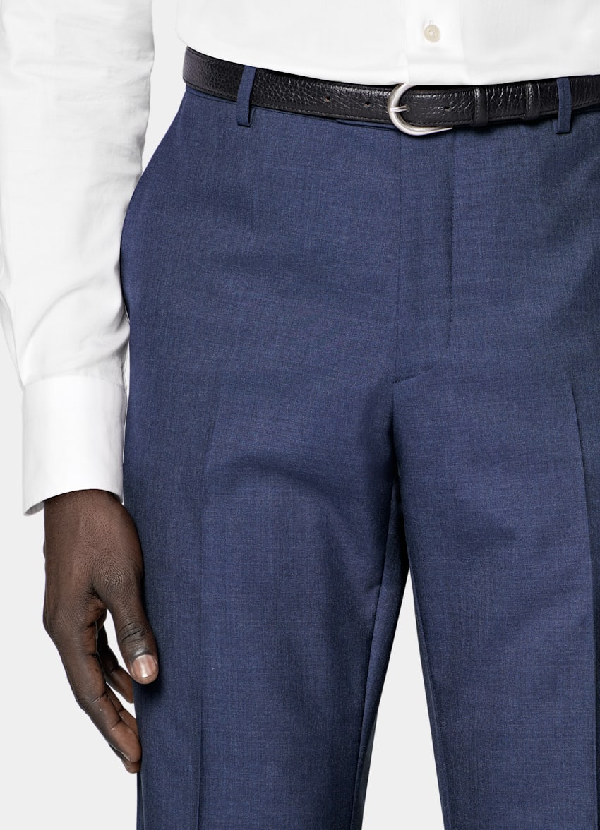 SUITSUPPLY All Season Pure S120's Tropical Wool by Vitale Barberis Canonico, Italy Mid Blue Perennial Tailored Fit Havana Suit