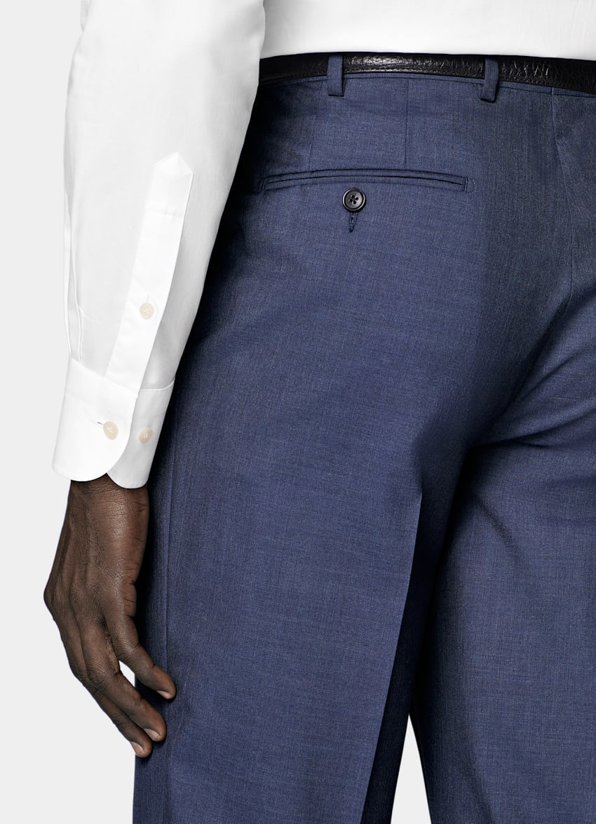 SUITSUPPLY All Season Pure S120's Tropical Wool by Vitale Barberis Canonico, Italy Mid Blue Perennial Tailored Fit Havana Suit