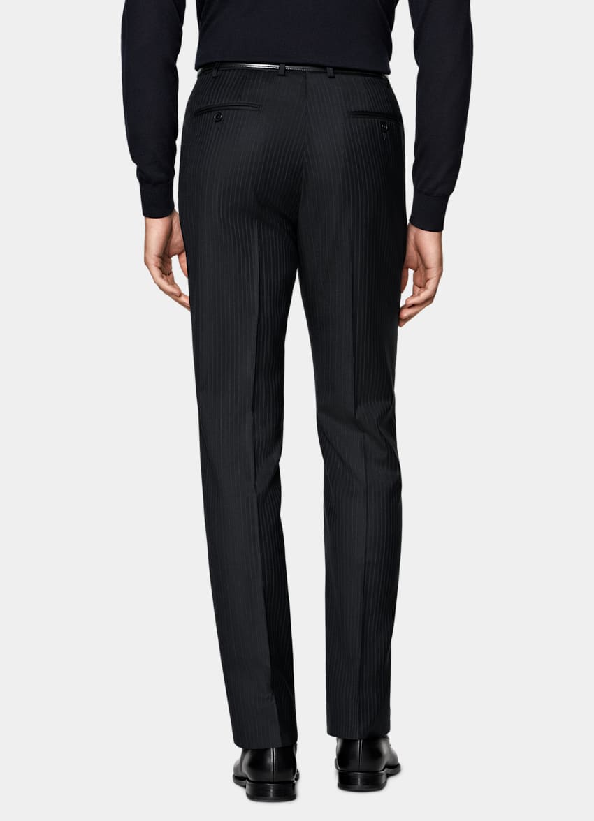 SUITSUPPLY All Season Pure S130's Wool by Carlo Barbera, Italy Navy Striped Tailored Fit Milano Suit