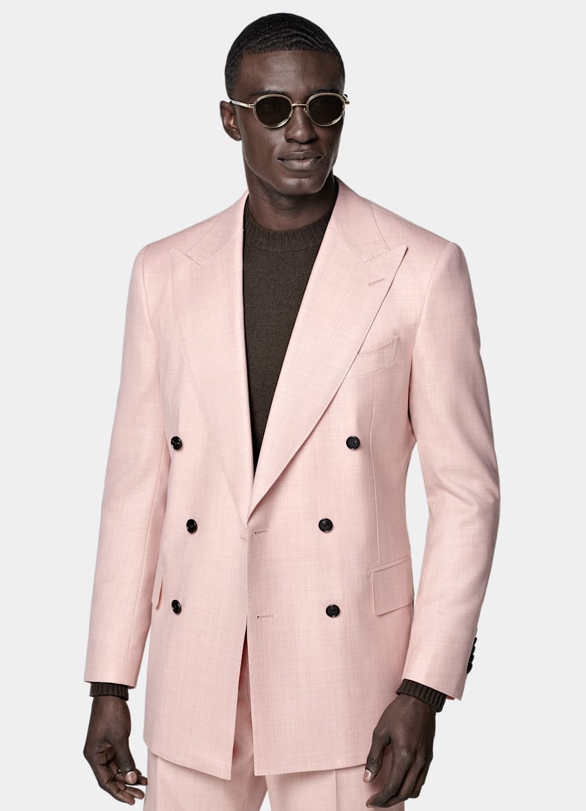 SUITSUPPLY All Season Pure S130's Wool by E.Thomas, Italy Pink Tailored Fit Milano Suit