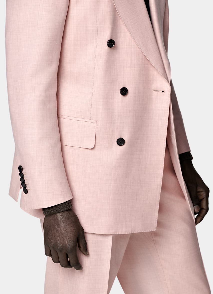 SUITSUPPLY All Season Pure S130's Wool by E.Thomas, Italy Pink Tailored Fit Milano Suit