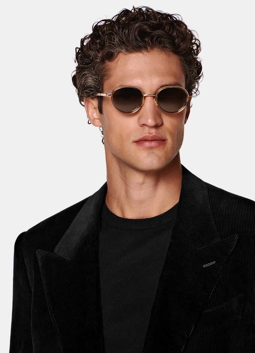 SUITSUPPLY Winter Pure Cotton Corduroy by Pontoglio, Italy Black Relaxed Fit Roma Suit