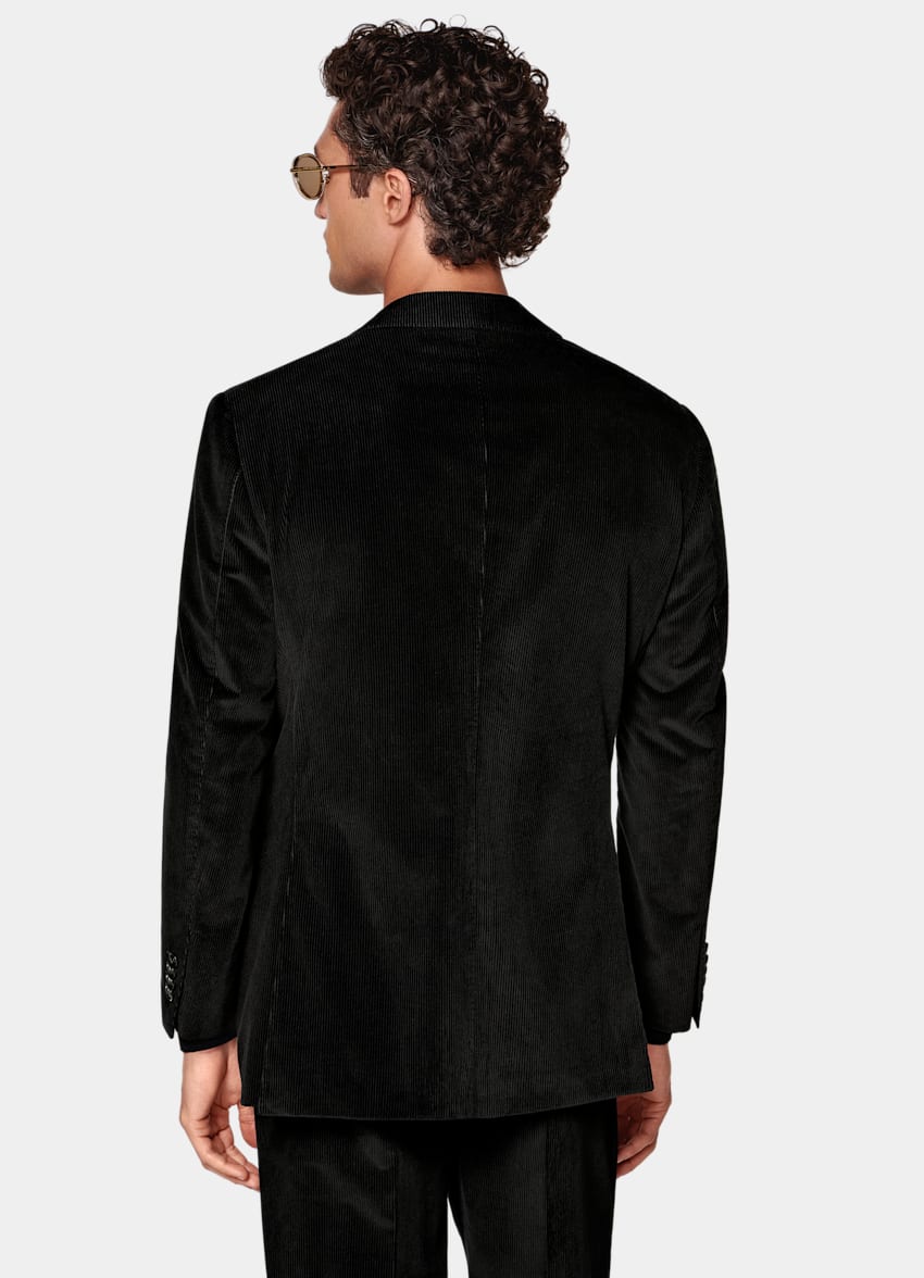 SUITSUPPLY Winter Pure Cotton Corduroy by Pontoglio, Italy Black Relaxed Fit Roma Suit