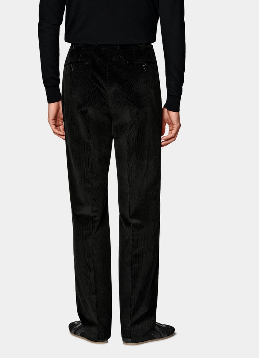 SUITSUPPLY Winter Pure Cotton Corduroy by Pontoglio, Italy Black Relaxed Fit Roma Suit