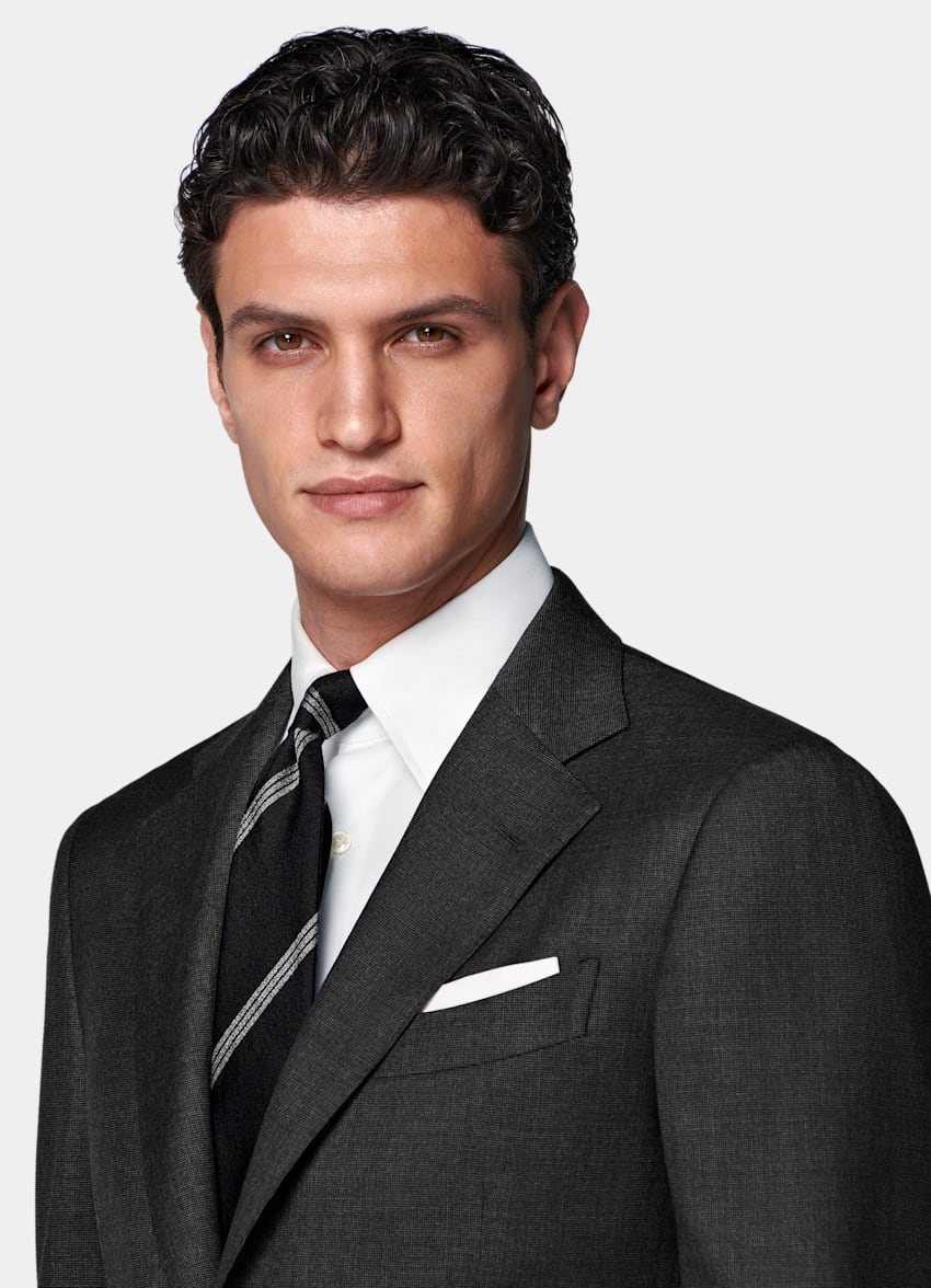 SUITSUPPLY All Season Pure S150's Wool by E.Thomas, Italy Dark Grey Tailored Fit Milano Suit