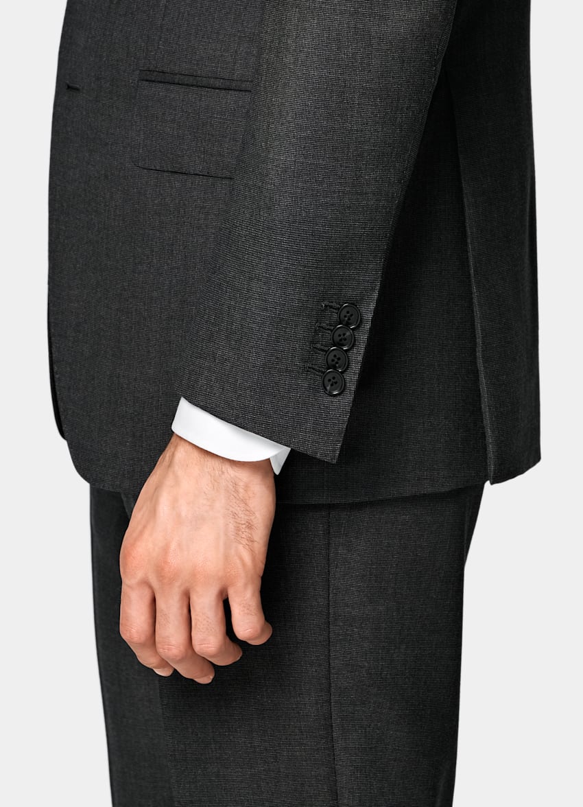 SUITSUPPLY All Season Pure S150's Wool by E.Thomas, Italy Dark Grey Tailored Fit Milano Suit