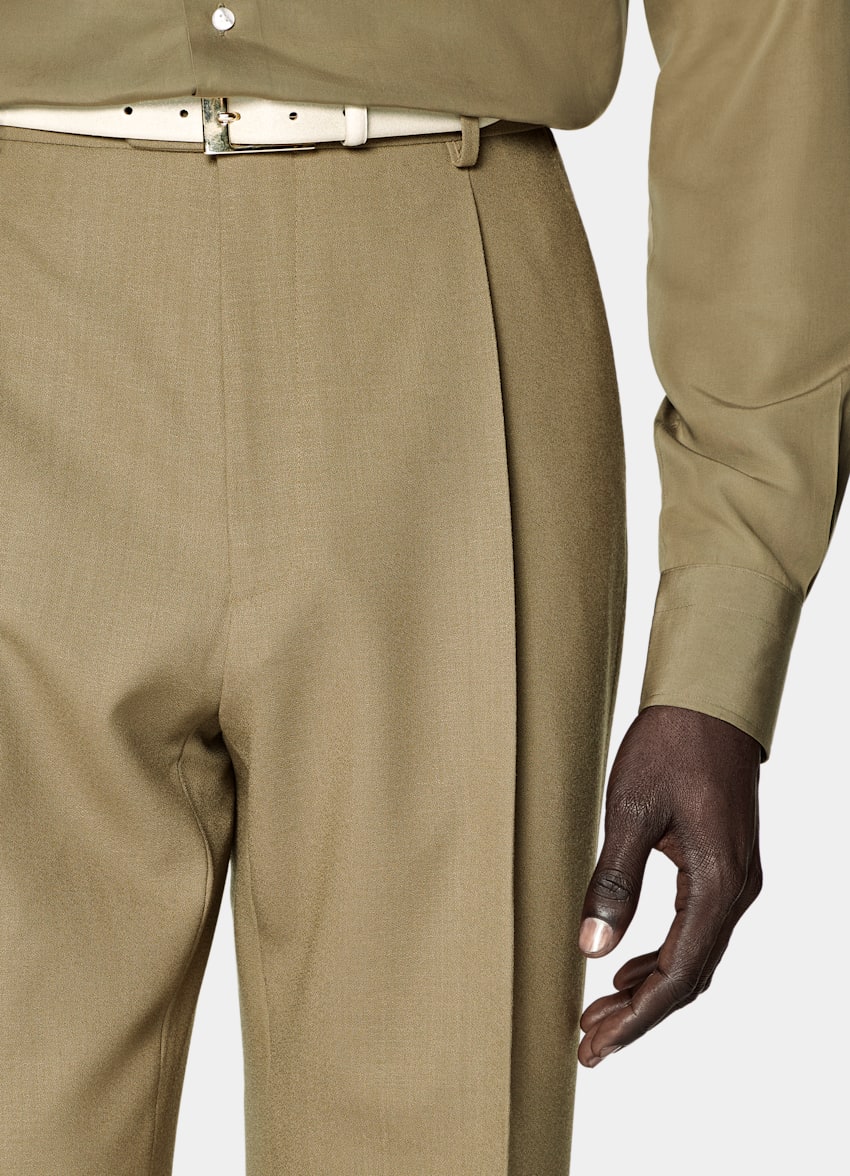 SUITSUPPLY All Season Pure Wool by Angelico, Italy Mid Green Tailored Fit Milano Suit