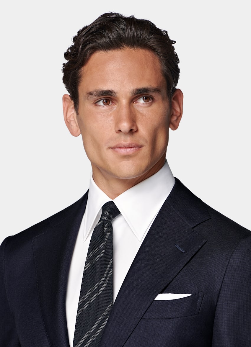 SUITSUPPLY All Season Pure S150's Wool by E.Thomas, Italy Navy Tailored Fit Milano Suit